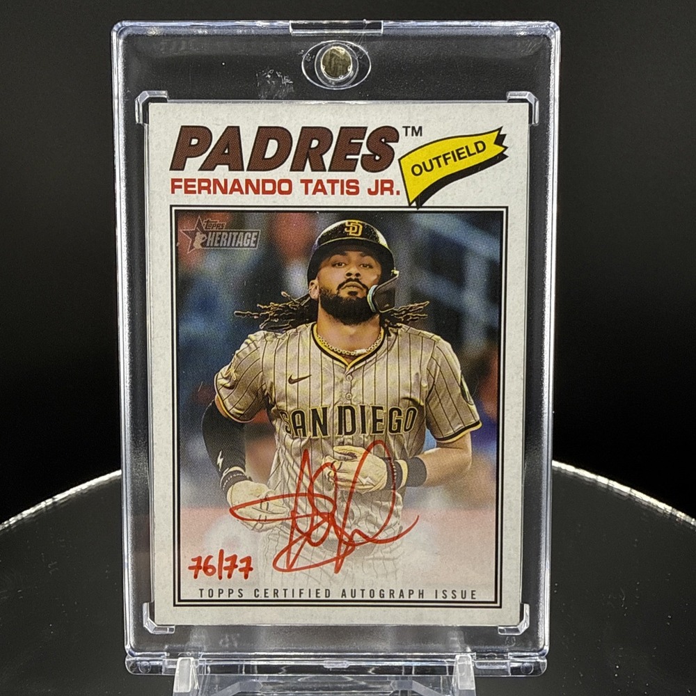 2026 Topps Heritage Fernando Tatis, Auto Red Ink 76/77 SSP